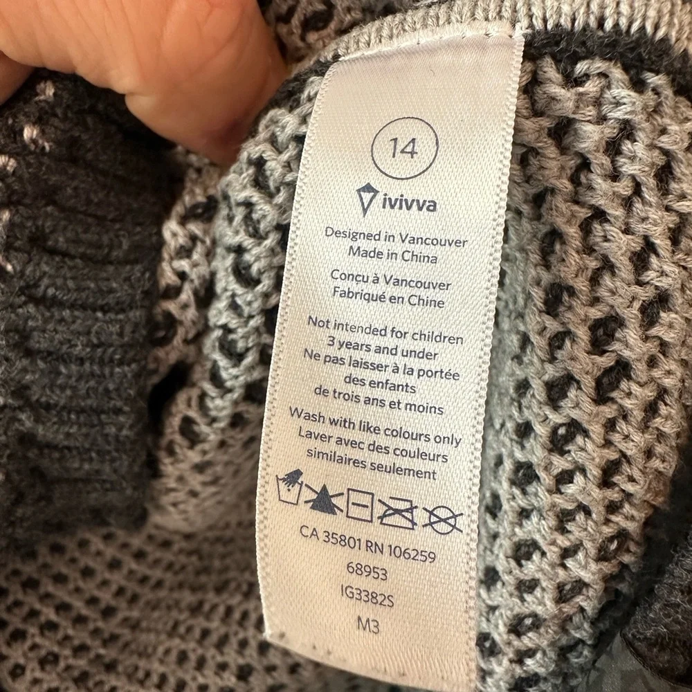 Ivivva by Lululemon Girls Knit Hooded Cardigan Gray (Size 14)
